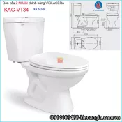 Bồn cầu 2 khối xả 2 Nhấn  Viglacera chính hãng KAG-VT34