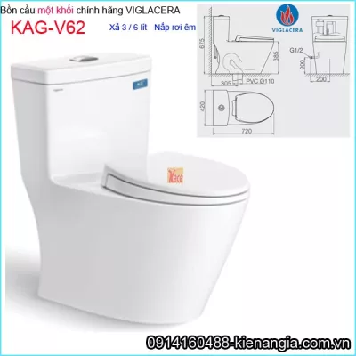 Bồn cầu liền một khối chính hãng Viglacera KAG-V62