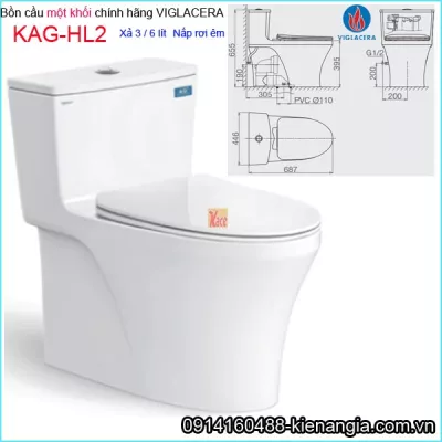 Bồn cầu liền một khối chính hãng Viglacera KAG-HL2