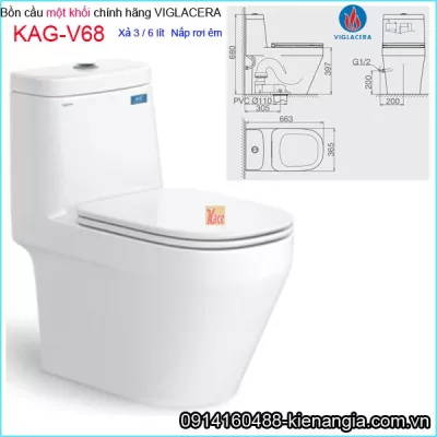 Bồn cầu liền một khối chính hãng Viglacera KAG-V68