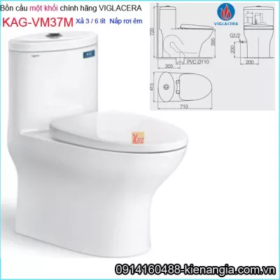 Bồn cầu liền một khối chính hãng Viglacera KAG-V37M