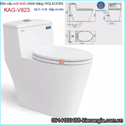 Bồn cầu liền một khối chính hãng Viglacera KAG-V823