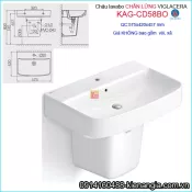 Chậu Lavabo chân lửng treo Tường Viglacera KAG-CD58BO