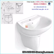Chậu Lavabo chân lửng treo Tường Viglacera KAG-V39BO