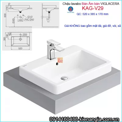Chậu lavabo bán âm bàn Viglacera KAG-V29