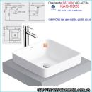 Chậu lavabo ĐẶT BÀN vuông Viglacera KAG-CD20