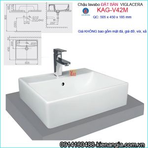 Chậu lavabo ĐẶT BÀN Viglacera KAG-V42M