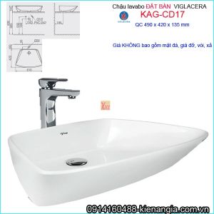 Chậu lavabo ĐẶT BÀN nghệ thuật Viglacera KAG-CD17