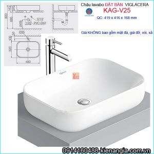 Chậu lavabo ĐẶT BÀN Viglacera KAG-V25