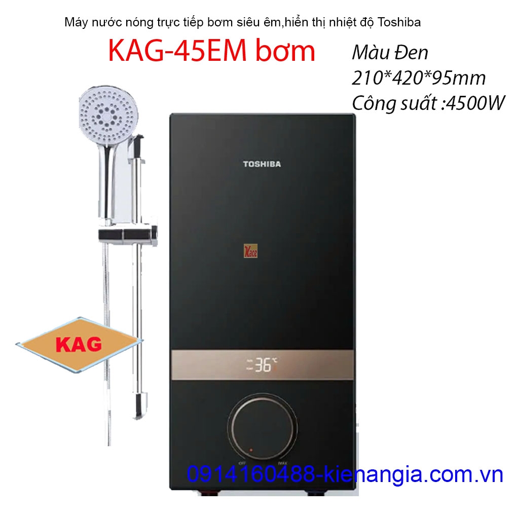 Máy nước nóng trực tiếp có bơm màu đen Toshiba KAG-45EM bơm