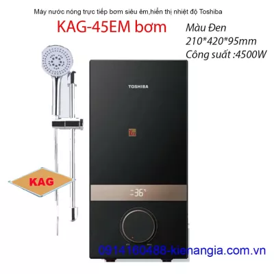 Máy nước nóng trực tiếp có bơm màu đen Toshiba KAG-45EM bơm