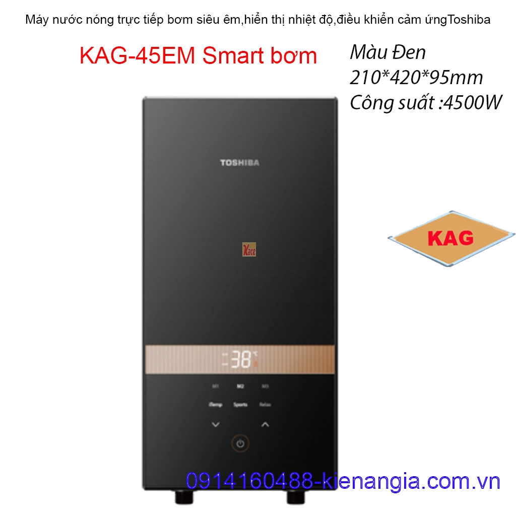 KAG-45EM Smart bơm-May-nuoc-nong-truc-tiep-MAU-DEN-bom-sieu-em-cam-ung-Toshiba-KAG-45EM Smart bơm copy