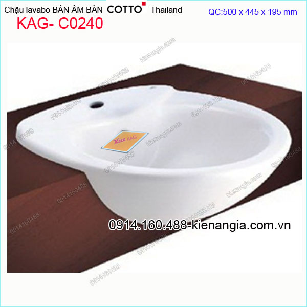 Chậu lavabo bán âm bàn nhập khẩu Thailand COTTO