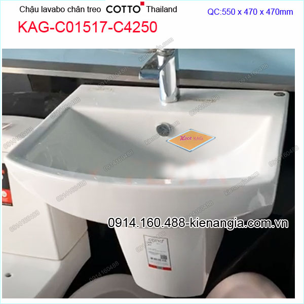 Chậu lavabo chân treo ốp tường COTTO Made in Thailand