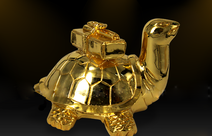 Linh Vật Rùa Cõng Sách Mạ Vàng Độc Đáo