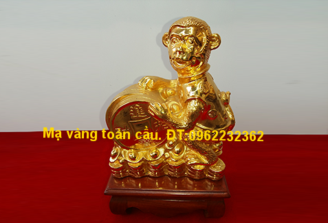 Tượng khỉ phong thủy mạ vàng phú quý, tài lộc