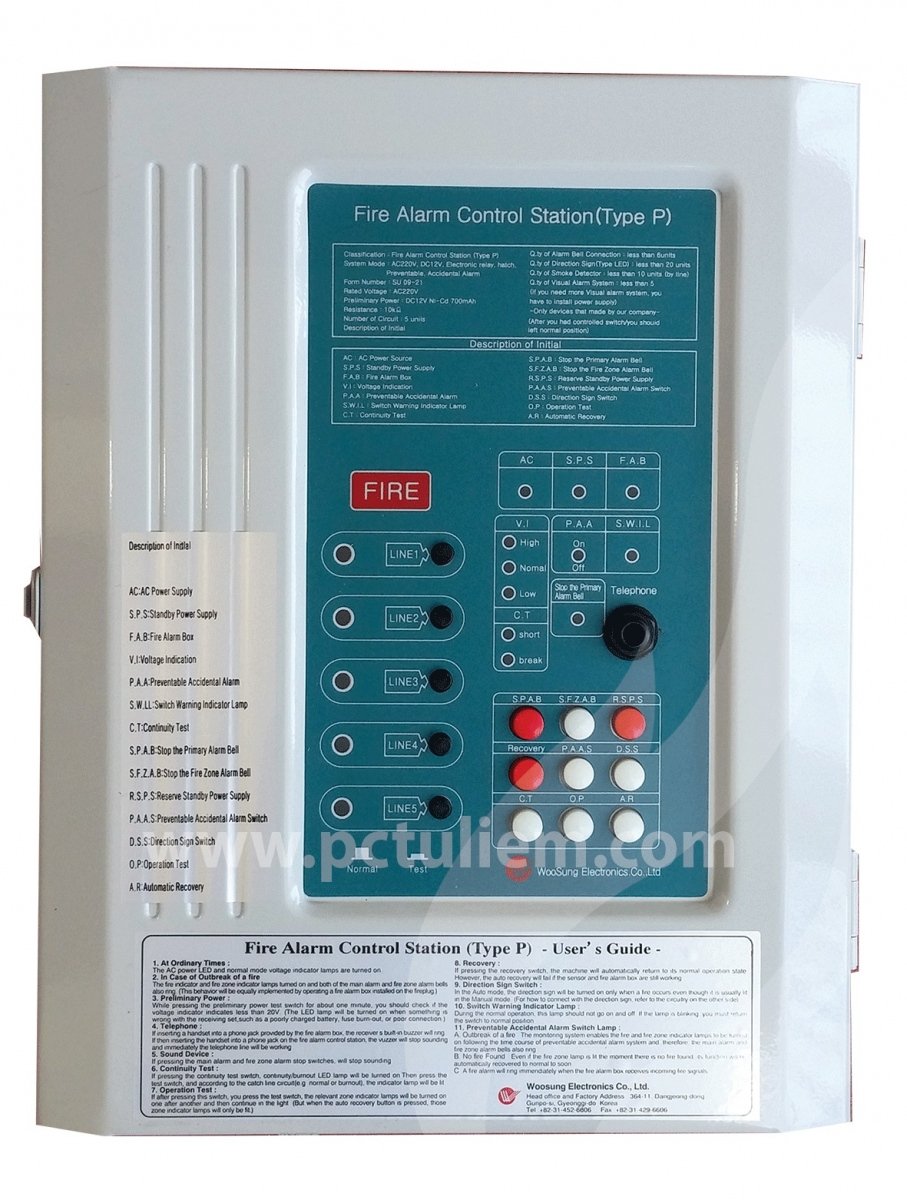 Tủ trung tâm báo cháy 05 kênh Woosung WSTP-5