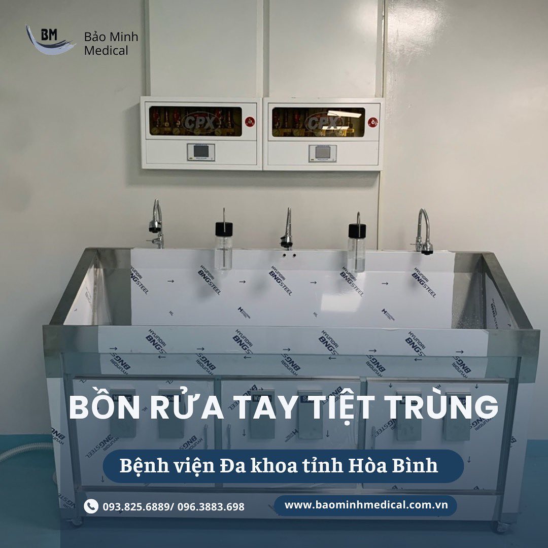 lắp đặt và bàn giao bồn rửa tay tiệt trùng hàn quốc