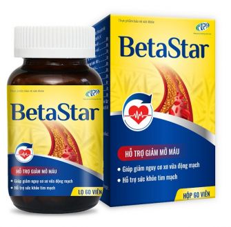 BetaStar - Hỗ trợ sức khỏe tim mạch, giảm nguy cơ sơ vữa động mạch (lọ 60 viên)