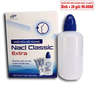 NaCl Classic Extra - Muối rửa mũi xoang - Làm sạch dịu nhẹ, bảo vệ niêm mạc mũi xoang (có bình)