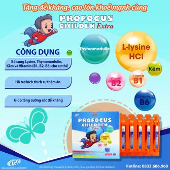 Vitamin tổng hợp cho bé ProFocus Children Extra- bổ sung đầy đủ dưỡng chất cho bé phát triển toàn diện 20 ống x 10ml