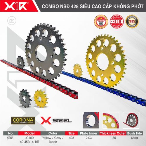 SÊN (XÍCH) COLOR X1R-CORONA 428 DÒNG CAO CẤP - KHÔNG PHỚT CAO SU 132 MẮT (428S-132L) CHO CÁC DÒNG XE
