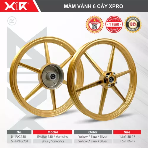MÂM VÀNH 6 CÂY XPRO CHO EXCITER 135 / Sirius ( FULL COMBO Mâm - Bạc đạn) X1R
