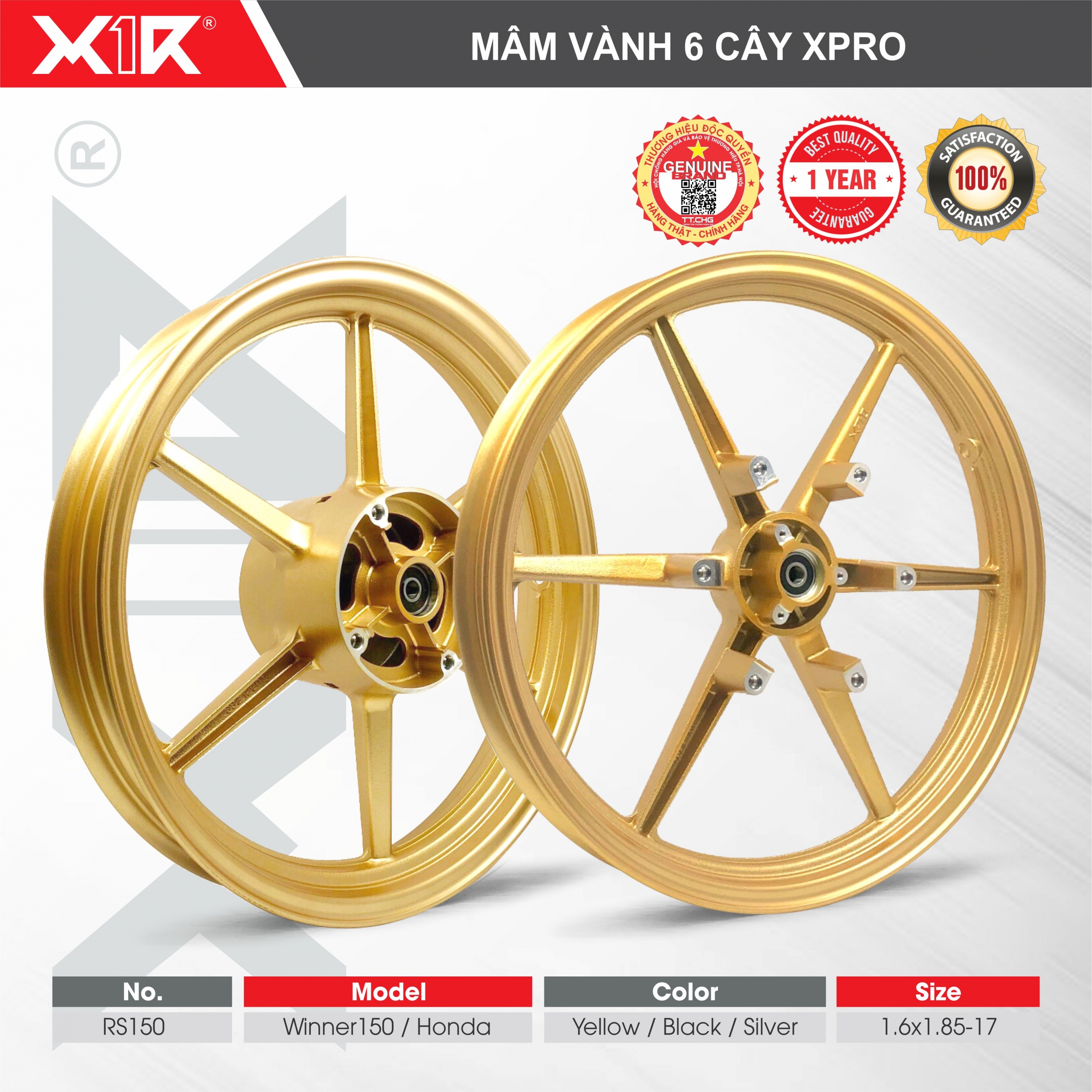MÂM VÀNH 6 CÂY XPRO CHO WINNER 150 / WINNER X ( FULL COMBO Mâm - Đĩa kiểu X1R - Bạc đạn) X1R