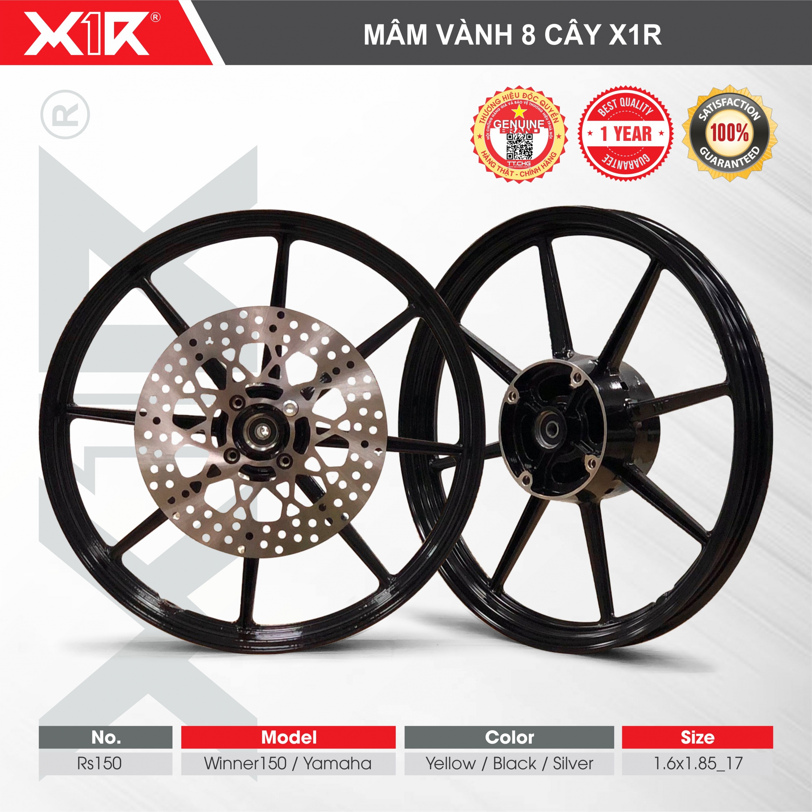 MÂM VÀNH 8 CÂY XPRO CHO WINNER 150 ( FULL COMBO Mâm - Đĩa kiểu X1R - Bạc đạn) X1R