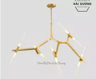 Đèn Chùm Decor Xương Cá 10 Tay (Đen VÀng) - Tặng kèm 10 bóng led - Có Video