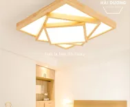 Đèn Ốp Trần Thân Gỗ Cao Cấp DGT-Y380 - 2 Lớp, 3 Lớp Hình Vuông - Đường Kính 80cm