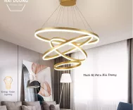 Đèn Thả Trần 3 Vòng Pha Lê Thân Vàng TBD835 - 3 Chế Độ Ánh Sáng