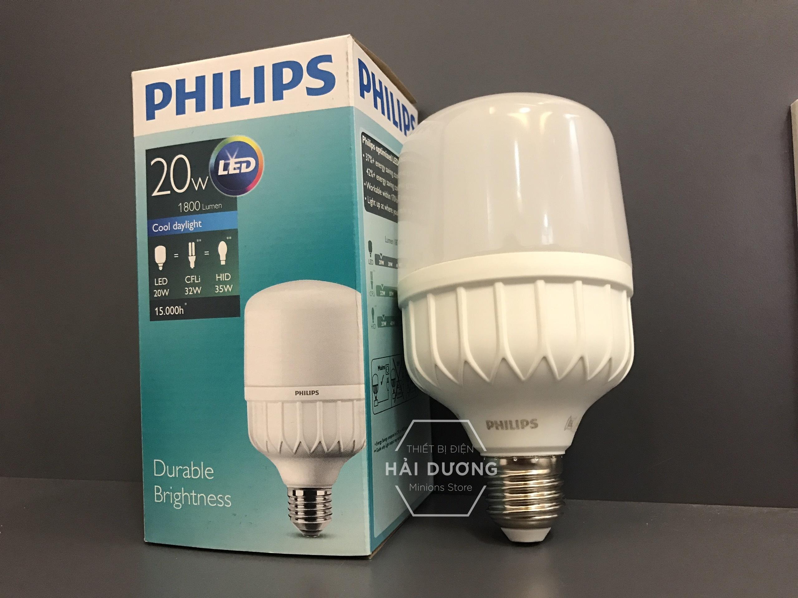 Bóng đèn Philips LED trụ 20W đuôi E27 230V P45 ánh sáng trắng vàng