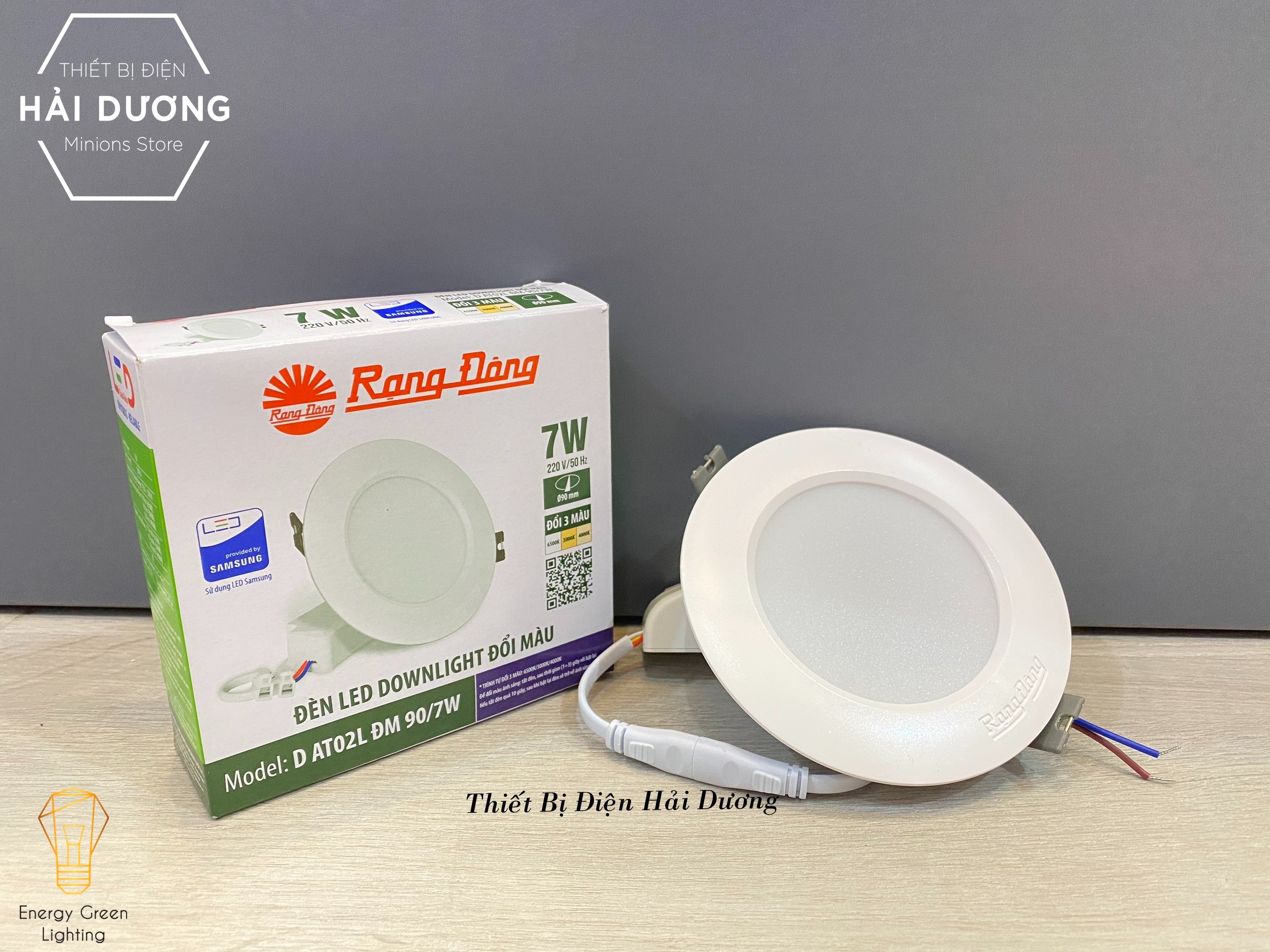 Đèn LED Downlight Âm Trần Đổi Màu Rạng Đông D AT02L ĐM 90-7W