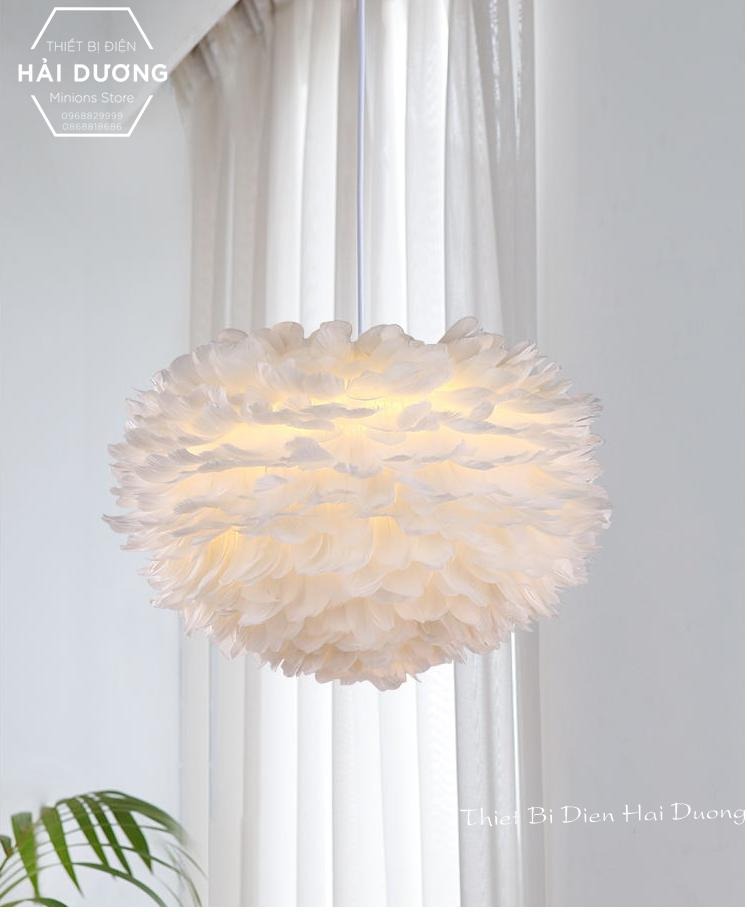 Đèn Chùm Mây lông Vũ Bắc ÂU Decor Lighting TN329 ( Loại Cỡ Vừa 45cm) - 3 Chế Độ Ánh Sáng