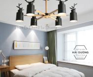 Đèn chùm Decor Vintage Sừng Hươu 6 tay (Các màu) - Đã Bao Gồm 6 Bóng LED - Có Video