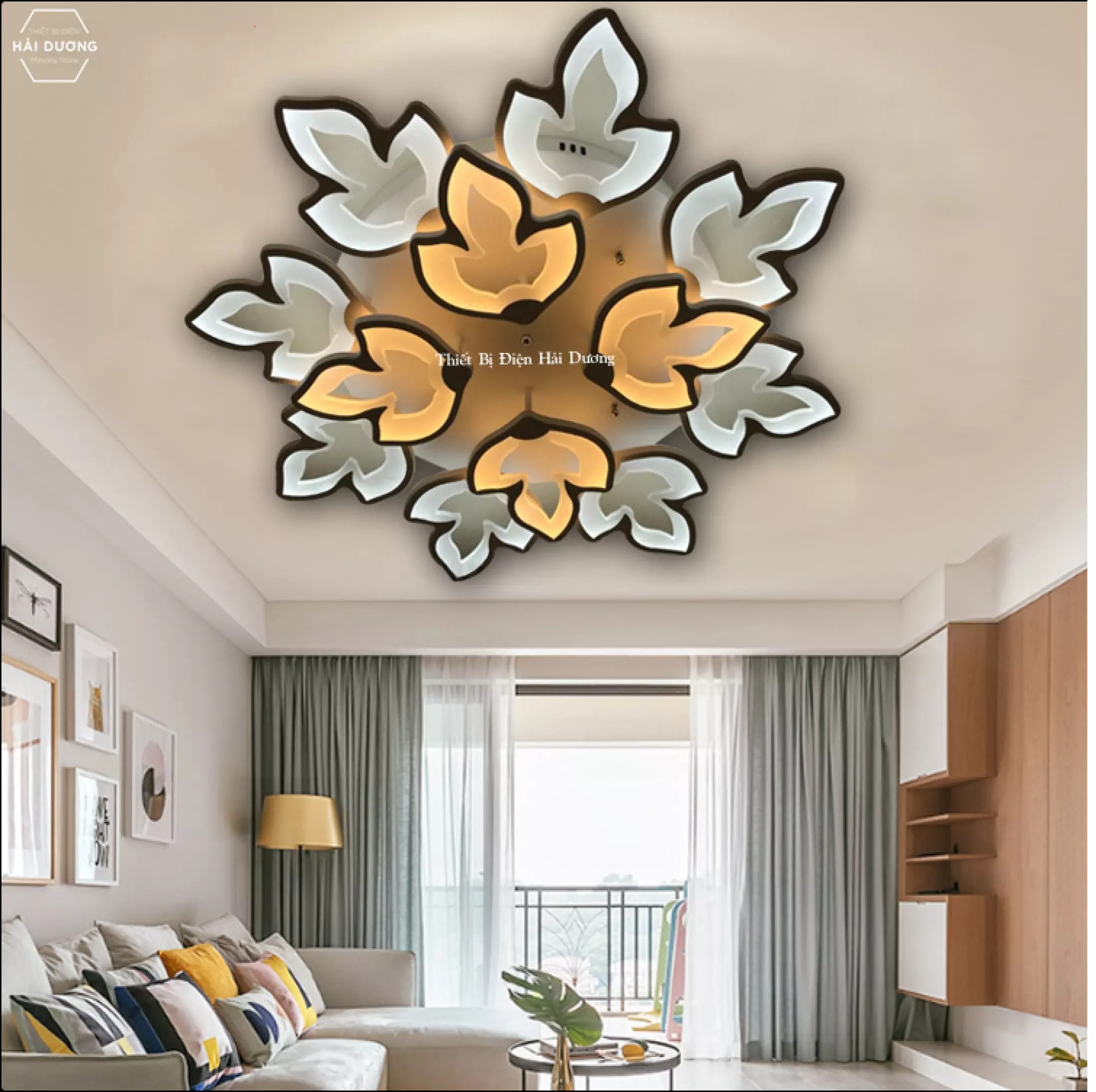 Đèn Ốp Trần Hiện Đại Decor 12 Lá Phong - 3 Chế Độ Ánh Sáng -Tăng Giảm Ánh Sáng - Điều Khiển Từ Xa