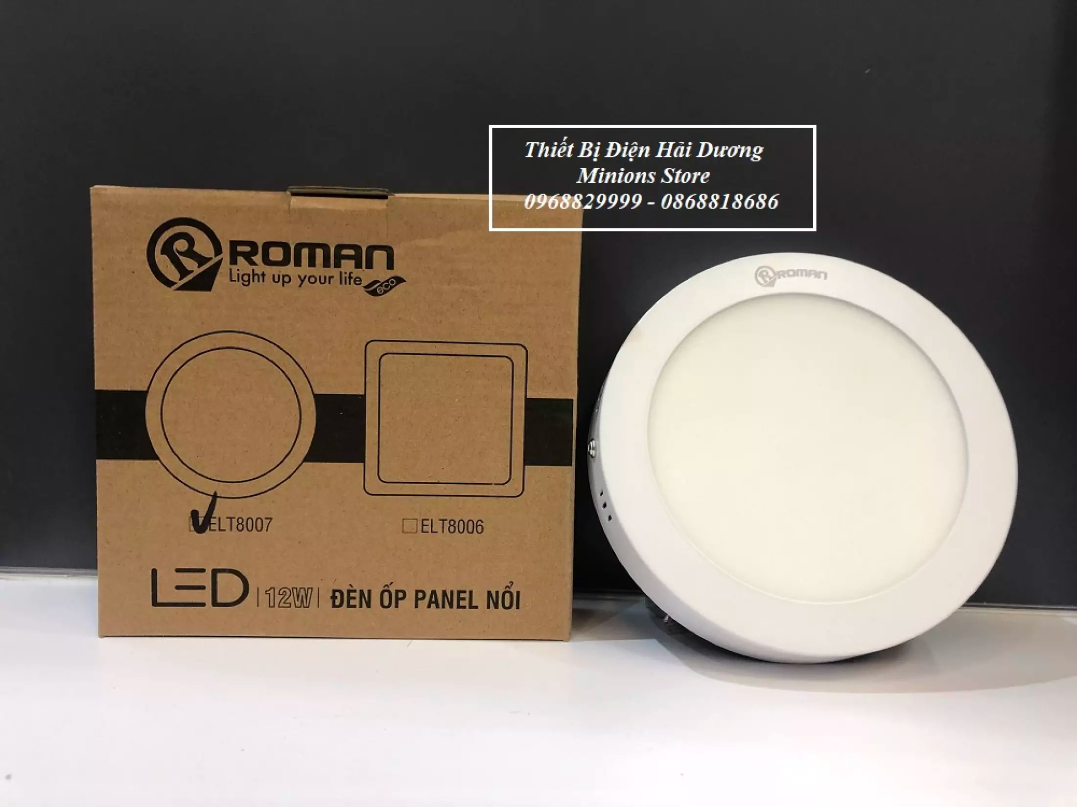 ĐÈN ỐP NỔI TRÒN PANEL LED ROMAN ELT8007-12W