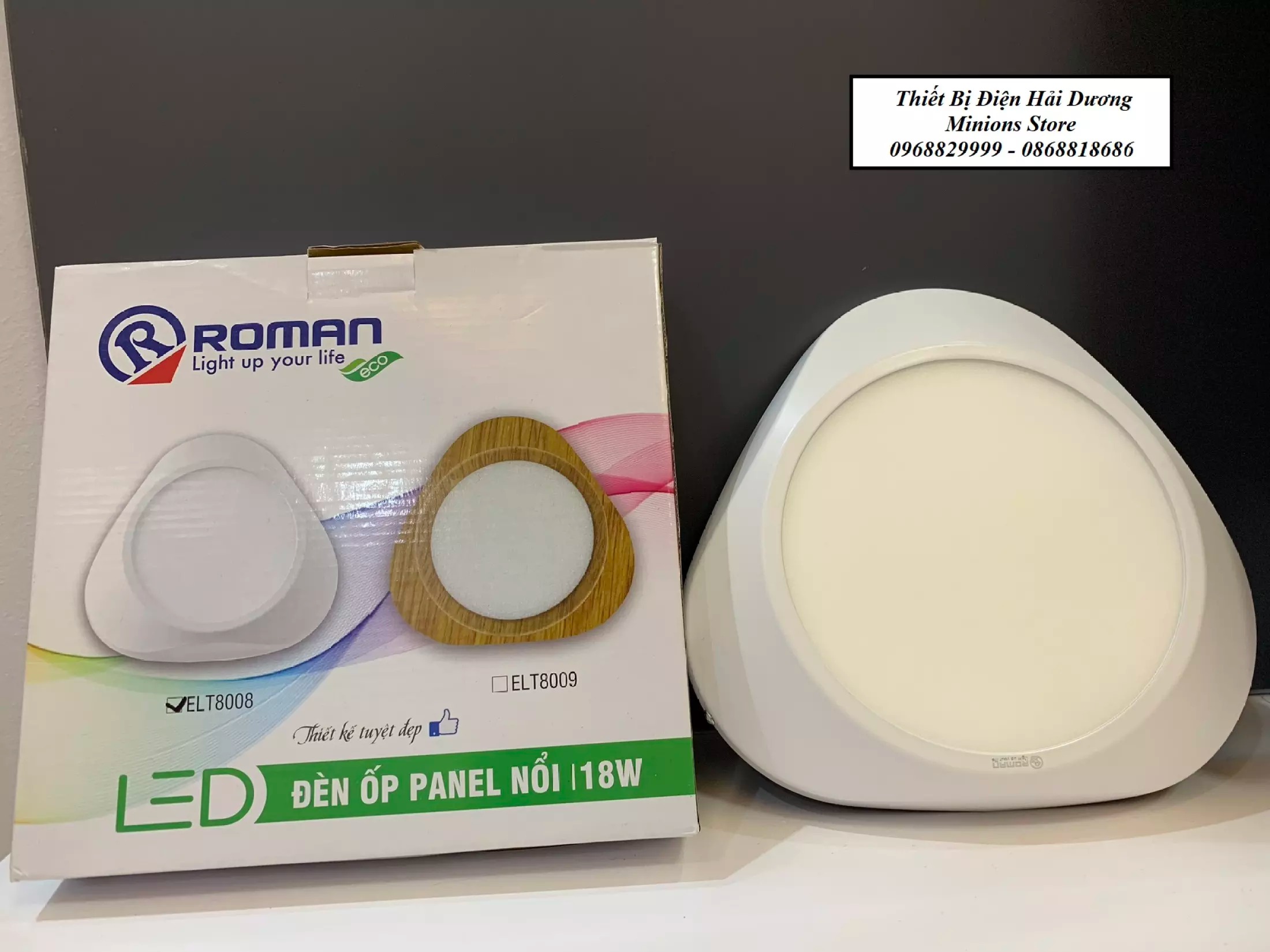 ĐÈN ỐP NỔI PANEL LED ROMAN ELT8008-ELT8009 18W - Bảo hành 2 năm