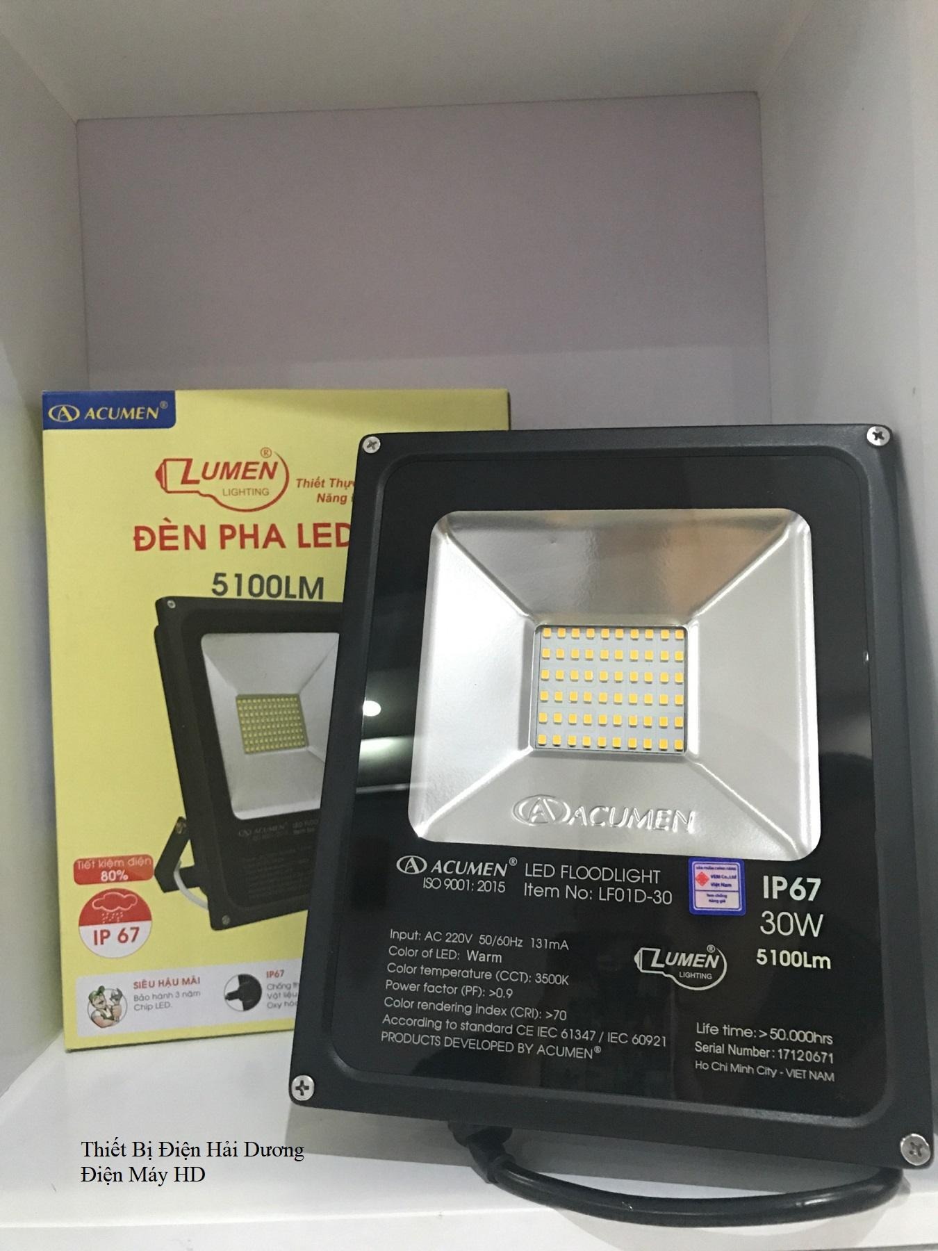 Đèn Pha Led Lumen LF01D-30 dùng Hạt Led 30W - BH 3 năm