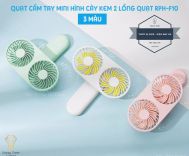 Quạt Mini Cầm Tay RPH-F10 7 Cánh Hình Cây Kem - 2 Lồng Quạt - 3 Tốc Độ gió - 3 Màu Tươi Sáng