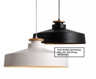 Chao đèn tròn nắp gỗ decor phong cách Bắc Âu TN123 (Trắng,Đen)