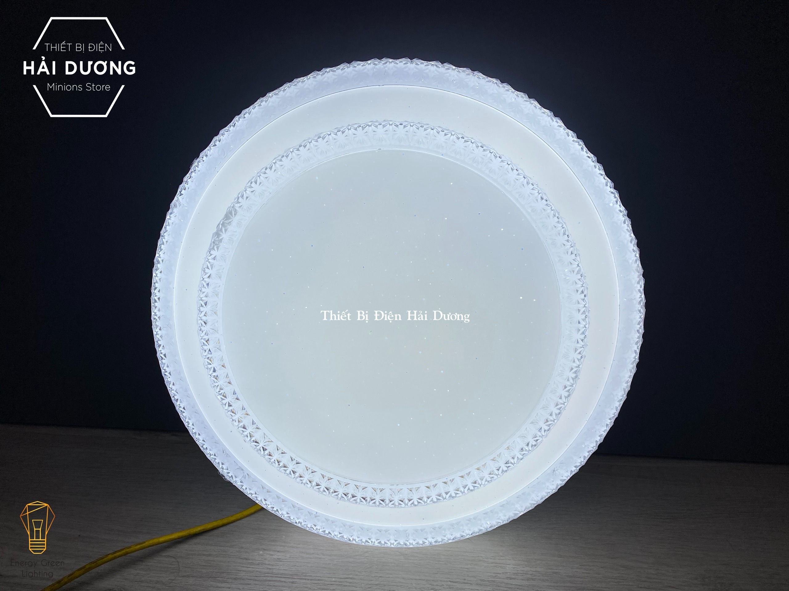 Đèn led ốp trần decor cao cấp 40cm 24w điều khiển từ xa - 3 chế độ ánh sáng - Tăng giảm ánh sáng