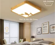 Đèn LED Ốp Trần Gỗ Kiểu DángVuông , Tròn Trang Trí Hình Chú Chim OT-98307 - Đường Kính 40cm