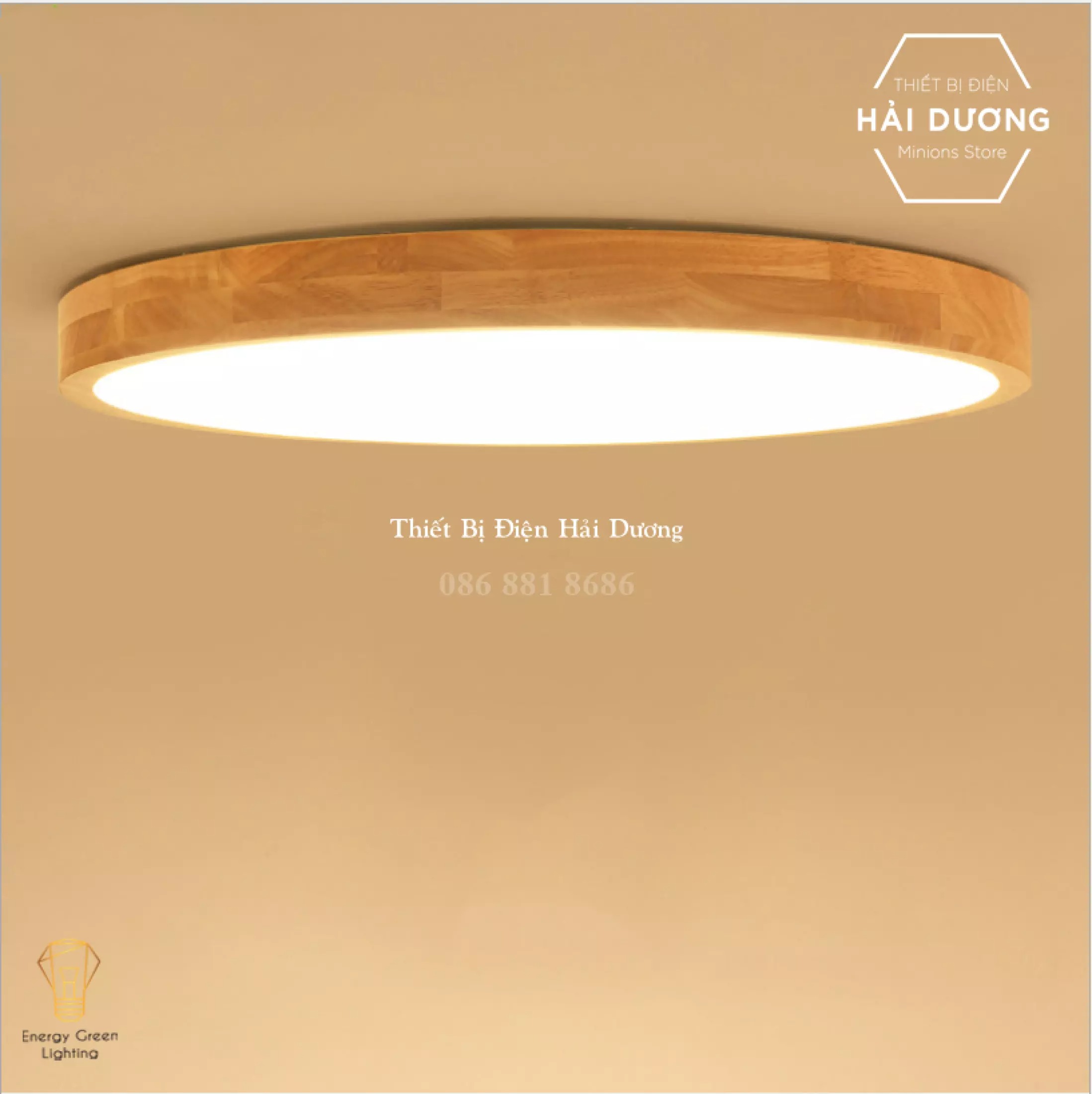 Đèn LED Ốp Trần Gỗ OT-3027 - Đường Kính 40cm - Phong Cách Hiện Đại - 3 Chế Độ Ánh Sáng - Energy Green Lighting