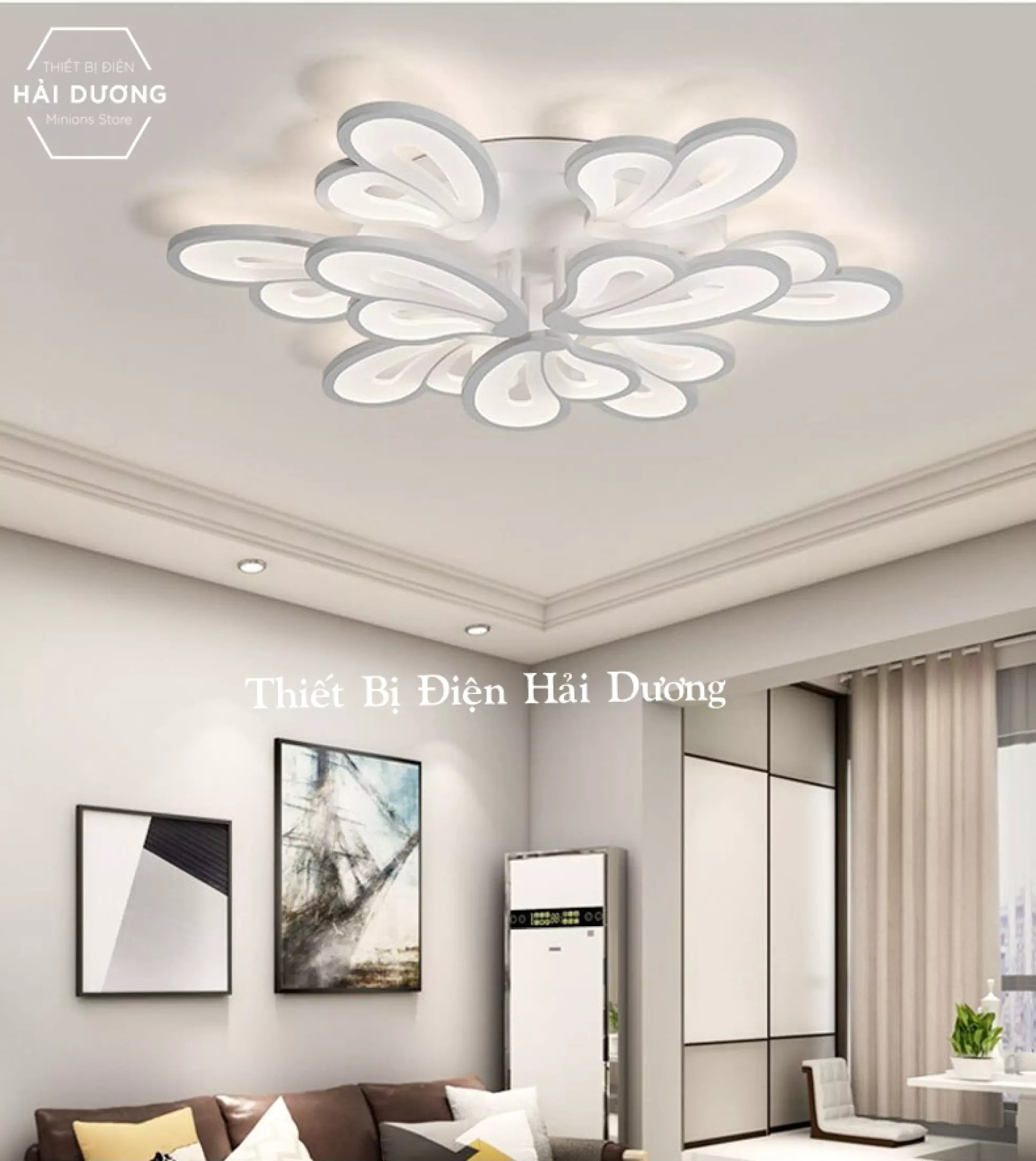 Đèn Ốp Trần Hiện Đại Decor 9 Cánh Bướm NT020 - 3 Chế Độ Ánh Sáng - Tăng Giảm Ánh Sáng - Điều Khiển Từ Xa - Điều Khiển Qua Điện Thoại
