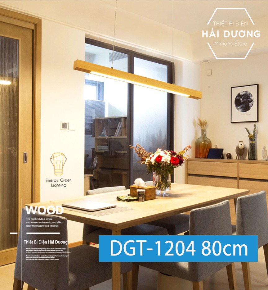 Đèn Thả Trần Gỗ DGT-1204 Phong Cách Bắc Âu - 18w Ánh Sáng Trung Tính - Energy Green Lighting