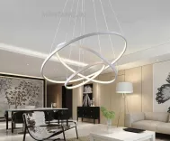 Đèn Thả Trần Không Gian Led TBD898 - 800 Hình Tròn 3 Vòng 40x60x80cm Viền trắng Viền Vàng - 3 Chế Độ Ánh Sáng - Điều Khiển Từ Xa