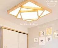 Đèn Ốp Trần Thân Gỗ Cao Cấp DGT-Y380 - 2 Lớp, 3 Lớp Hình Vuông - Đường Kính 48cm - Energy Green Lighting