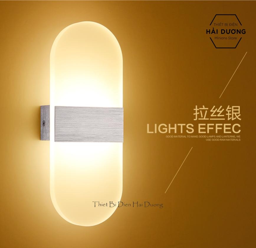 Đèn Led Gắn Tường Decor Hình Oval TN142 - 3 chế độ ánh sáng Trắng-Vàng